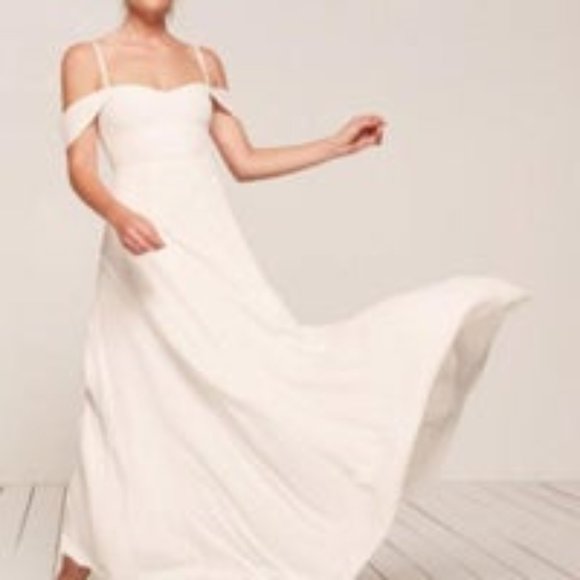 Reformation Poppy Dress in Ivory Wedding Gown - Picture 2 of 12